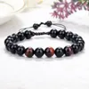 Nieuwe Collectie Tiger Eye Beaded Strand Armband Voor Mannen Vrouwen Verstelbare Maat 10mm Lava Stone Black Beads Gevlochten Armbanden Sieraden Gift