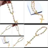 Beaded, Strands Bracelets Jewelry Drop Delivery 2021 Car Hanging Rosary Plastic Bronzing Cross Bracelet Dsjqw