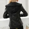 Kvinnors Jackor Faux Läderjacka Kvinnor Casual PU Loose Motorcykel Hooded Kvinna StreetWear Solid Coat Koreanska Chic Höst