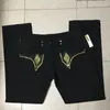 Mens Robin Jeans Black과 은색 크리스탈 스터드 데님 바지 디자이너 바지 날개 클립 지퍼 자수 스트레이트 피트 크기 30-4290i