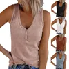 2021 Tank Top Kvinnors Loungewear V-Neck Undershirt Ärmlös Casual Gilet Femme Button-Down Solid Färg Sommar Chaleco Punto Mujer