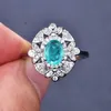 Örhängen Halsband Natursten Emerald Paraiba Tourmaline Turkos Ringar för Kvinnor Stud Ear Sterling Silver 925 Smycken Sets