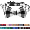 Leuke Bowtie Cat Collar Breakaway with Bell Plaid Set voor Puppy Verstelbare Safety Collars 7.8-10.2 24 Kleur Groothandel L