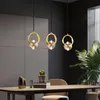 Moderna LED -pendelljus koppar hängande lampa kristallmatsal ljus nordisk för sovrum köksupphängningslampor