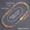 12MM Iced Out Cuban Necklace Link Chain For Women Crystal Neon Colorful Enamel Choker Rainbow CZ Bracelet Jewelry