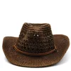 Breda randen hattar Western Cowboy Hat Men Panama utomhus 2021 Summer Beach Cap Women Sombrero Vaquero Hombre Chapeu Straw7304058