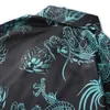 Hip Hop Herren Streetwear Übergroßes Hawaiihemd Drache Lotus Harajuku Lose Langarm Floral Oversize Tops Schwarz 210626