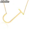 EnFashion Lettre Colliers Alphabet Pendentifs initiaux Couleur Or Collier en acier inoxydable pour femmes Bijoux 210721