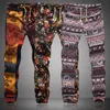 Męskie kwiatowe bawełniane lniane spodnie haremowe Vintage Fashion długie spodnie spodnie dresowe do biegania Plus Size męskie spodnie