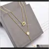 Necklaces & Pendants Drop Delivery 2021 Double Necklace Round Shell Ring Tassel Pendant Short Clavicle Chain Titanium Steel Furnace Plated Je