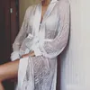 Women's Sleepwear Women Robe Long Sleeve V-Neck Lace Floral Satin Patchwork Nighties Belt Robes Bathrobe Gowm Dressing Female Homewear