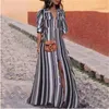 LEVIORTIN Boho Dresses Women Evening Party Summer Beach Sundress Striped Shirt Long Button Maxi Dress Female Vestidos 210527