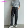 [Ldyrwqy] perna feminina alta cintura coreana terno selvagem calças voar comprimento completo poliéster calças largas 210416