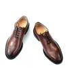 Scarpe da lavoro formali da uomo marroni fatte a mano in stile vintage Oxfords derby brogue maschili in pelle bovina