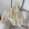 2021 mädchen Herbst Square Neck Langarm Floral Gestickte Spitze Kleid Mädchen Herbst Kleidung Prinzessin Kleid Mädchen Kinder Kleidung Q0716