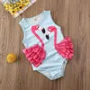 6m-4y sommar toddler barn baby flickor baddräkt rosa flamingo badkläder baddräkt beachwear kostymer 210515