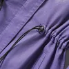 Lautaro printemps décontracté violet Faux cuir Streetwear veste femmes à manches longues cordon fermeture éclair automne lâche vêtements coréens 211007