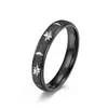 Simple Frosted Carved Stars and Moon Ring Titanium Steel for Women Trendy Tail Ring Rose Gold/Silver Color Wedding Band Jewelry G1125