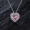 Oevas 12 * 12mm hög koldiamant rosa hjärta hängsmycke halsband fast 925 sterling silver bröllop förlovning fest fina smycken 210525
