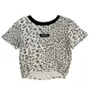 FAOP Verão Design Manga Curta O Pescoço Leopardo Slim Camiseta Mulheres Top Moda GB332 210709