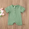 Short Sleeve Infant Girl Jumpsuits Single Breasted Children Boutique Clothing 5 Colors BT6609