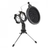 Metal Microphone Stand Tripod with Microphones Wind Rack for Meeting / Singing / Speech