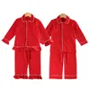 famille noël pyjamas garçons enfant en bas âge filles vêtements de nuit à volants pyjamas 100 coton rouge pyjamas ensemble 211109