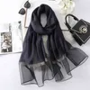 2020 Sommar Kvinnor Silk Scarf Mode Lång Storlek Sjalar Lady Wraps Designer Pashmina Beach Stoles Pearl Foulard Kvinna Organza