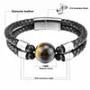 Armband Mode Stijl Mannen Lederen Armband Natuurlijke Rode Tijgeroog Steen Roestvrij Staal Magneet Sluiting Heren Sieraden 2023 Kerstcadeau Melv22