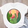 Women's T-Shirt Women Cactus Fashion Funny Print Short Sleeve Summer Lady Tops Shirt Womens Clothing Tees Female T