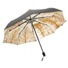 مظلات البتولا غابة الرجعية ثلاثة أضعاف المطر المرأة مظلة مكافحة الأشعة فوق البنفسجية أنثى مشمس uv طوي السفر للرجال