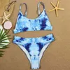 Brasiliansk bikini 2021 Kvinna Tankini Baddräkt Kvinnor Bikini Set Push Up Badkläder 2 Pieces Tie Dye Baddräkt Separat Swimming Suit X0522