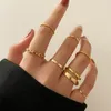 Punk Gold Wide Chain Rings Set for Women Girls Fashion Irregular Finger Thin Ring 2021 Female Trendy Jewelry Party Gift