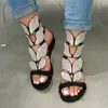 Frau Hausschuhe Strass Slides Sandalen Damen Damen Schmetterling Schuhe Wohnungen weiblich Sexy Mode Kristall offene Spitze Knöchel Reißverschluss Größe 35-43 06