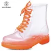 Summer Women Rain Boots Fashion Waterproof Shoes Woman Non-slip Transparent Boots Female Candy Colors Outdoor Girl's Shoes 211015