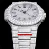 TWF Top Calidad Relojes de 40 mm Nautilus Iced Full Out Juego de diamantes personalizados 5711 Cal.324 Reloj para hombre Automático Pavé Diamond Dial Steel Pulsera Gents Sports Swistwatches
