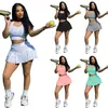 Zomer kleding vrouwen jurk pakken tweedelige set trainingspakken jogging pak mouwloze tank top + rokken plus size outfits casual sportkleding zwart T-shirt + miniskirt 2pc 5012