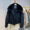 Réel Naturel Fourrure D'hiver Blanc Canard Dowm Parka Manteau Pour Femmes Revers Court Puffer Veste Femme Chaud Lâche Noir Neige Outwear 211130