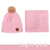 Ensembles de chapeaux et écharpes pour bébé, bonnets tricotés pour enfants, écharpes en fourrure, pompon, bonnets pour tout-petits, couleur unie, ensemble de 2 pièces, hiver