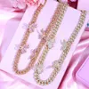 Shiny Crystal Butterfly Cuban Link Chain Necklaces Collar Punk Luxury Rhinestone Chunky Choker For Women Jewelry Gift Chains