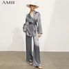 Amii Minimalisme Été Vêtements haut de gamme pour femmes Mode Camisole Causal Revers Manteau pour femme Taille élastique Pantalon pour femme 12170125 211007