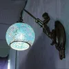 Lampade da parete Lampada LED Tiffany Soggiorno Camera da letto Cucina Corridoio Decorazioni per la casa Luce per interni vintage Lampadina E27 Vetro colorato