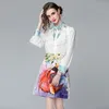 estate moda donna elegante due pezzi set camicia a maniche lunghe con volant + stampa minigonna set 210531