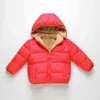 冬の子供の子羊のベルベット埋められたジャケットのポケットジッパーの男の子 - カジュアルなフード付きの赤ちゃん女の子厚いコートの外出211203