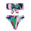 Damenbadebekleidung 2021 Schulterfreier Bikini Weiblicher Badeanzug Frauen Multi Color Zweiteiliges Set Hohe Taille Badende Badeanzug