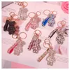 Bricolage artisanat dessin animé ours strass cristal porte-clés à la main PVC porte-clés pendentif à breloque porte-clés pour femmes cadeaux