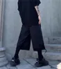 Calça masculina de vento preto perna larga pai japonês tendência de moda solta saia de oito pontos Drop reta Casual