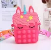 NEW DHL 24H ship Fidget Toys unicorn Favor coin purse silicone messenger bag adult children cute wallet decompression toy cat bag gift CN19