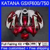 Corps OEM Pour SUZUKI KATANA GSXF 600 750 CC GSXF750 2003 2004 2005 2006 2007 18No.88 GSX750F GSX600F 03-07 GSXF-600 600CC 750CC GSXF600 03 04 05 06 07 Carénage Rouge blanc nouveau