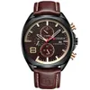 Curren Mens Chronograph Sport Watch Militär Business Luxury Quartz Klockor Datum Display Män Sport Läder Armbandsur